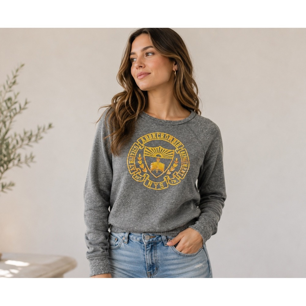 Abercrombie & Fitch Crest Ivy League Crewneck Sweatshirt Gossip Girl SZ S
